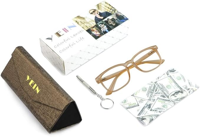 YEIN Bifocal Reading Glasses with Blue Light Blocking Lenses, Bifocal Reader for Women and Men, Vintage Square frame with Spring Hinge (+0.50/+2.75 magnification)
