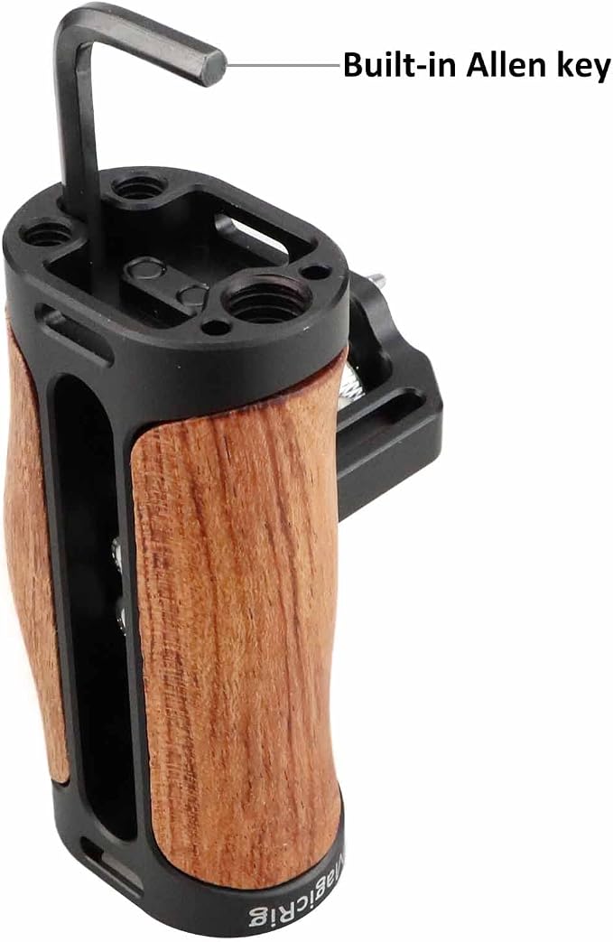 Locating Side Handle for ARRI Mount, Left/Right Mini Wooden Handgrip for DSLR