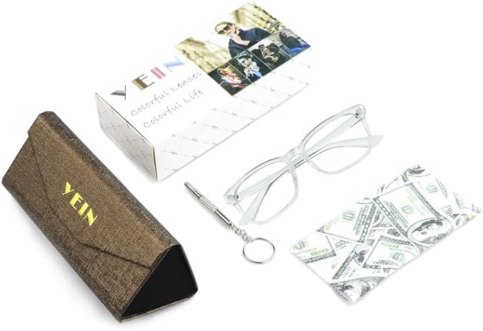 YEIN Bifocal Reading Glasses with Blue Light Blocking Lenses, Bifocal Reader for Women and Men, Vintage Square frame with Spring Hinge (+0.75/+3.50 magnification)