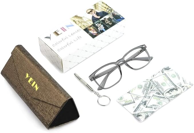 YEIN Bifocal Reading Glasses with Blue Light Blocking Lenses, Bifocal Reader for Women and Men, Vintage Square frame with Spring Hinge (+0.00/+2.00 magnification)