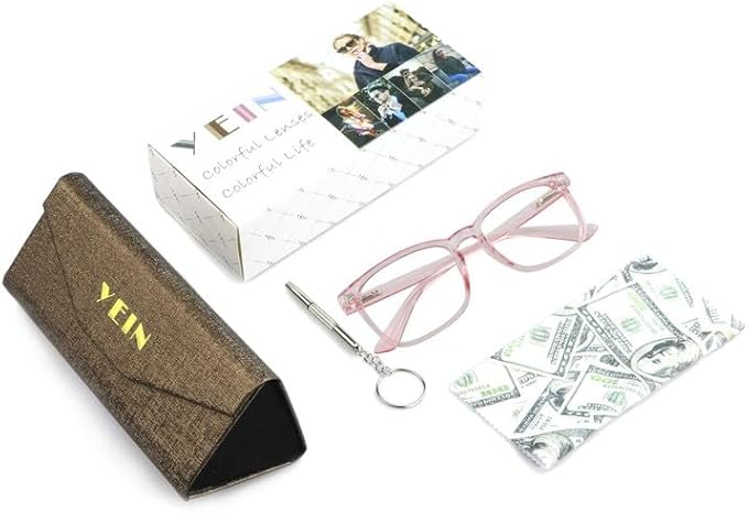 YEIN Bifocal Reading Glasses with Blue Light Blocking Lenses, Bifocal Reader for Women, Vintage Square frame with Spring Hinge (+0.75/+3.25 magnification)
