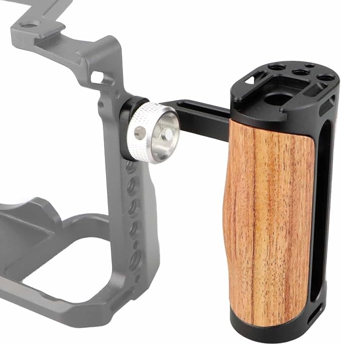 Locating Side Handle for ARRI Mount, Left/Right Mini Wooden Handgrip for DSLR