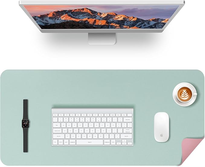 KINGFOM Desk Pad Office Desktop Protecter, PU Leather Desk Mat Blotters