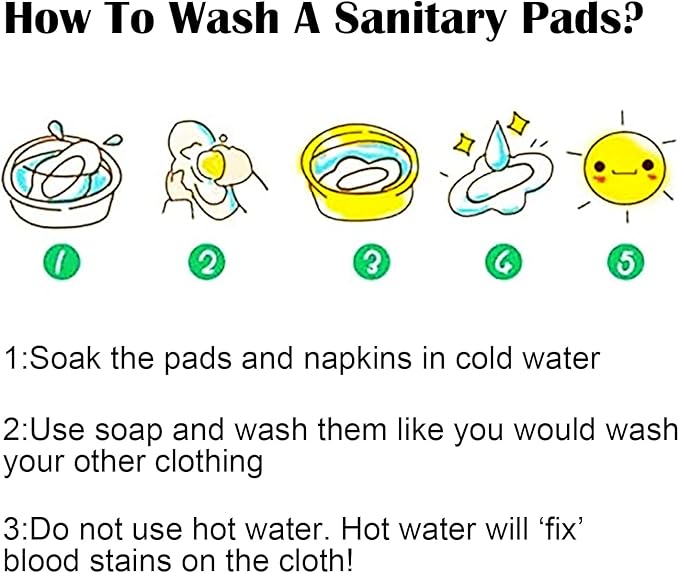 PHOGARY Reusable Menstrual Pads - Bamboo Cloth for Heavy Flow With Wet Bag, Large Sanitary Set With Wings for Women, Washable Overnight Cloth Panty Liners (7 in 1, Style F)