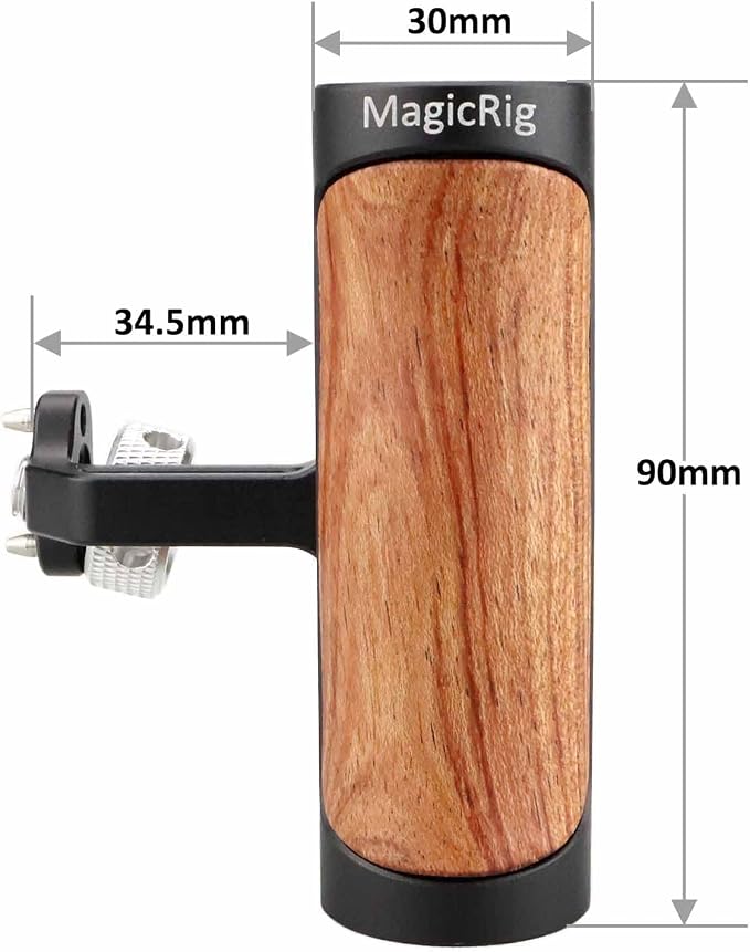 Locating Side Handle for ARRI Mount, Left/Right Mini Wooden Handgrip for DSLR