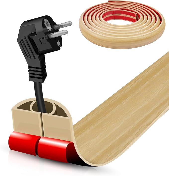Floor Cord Cover Self Adhesive Cord Hider, 20FT Cable Management, Extension
