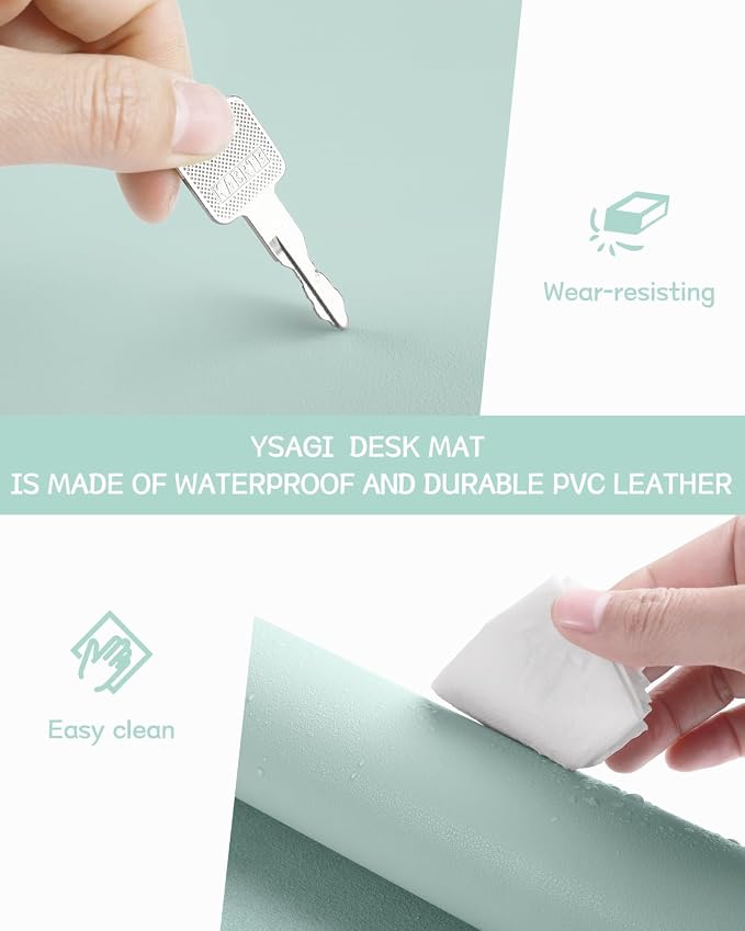YSAGi Non-Slip Leather Desk Pad, Waterproof Laptop Computer Desk Keyboard Mat