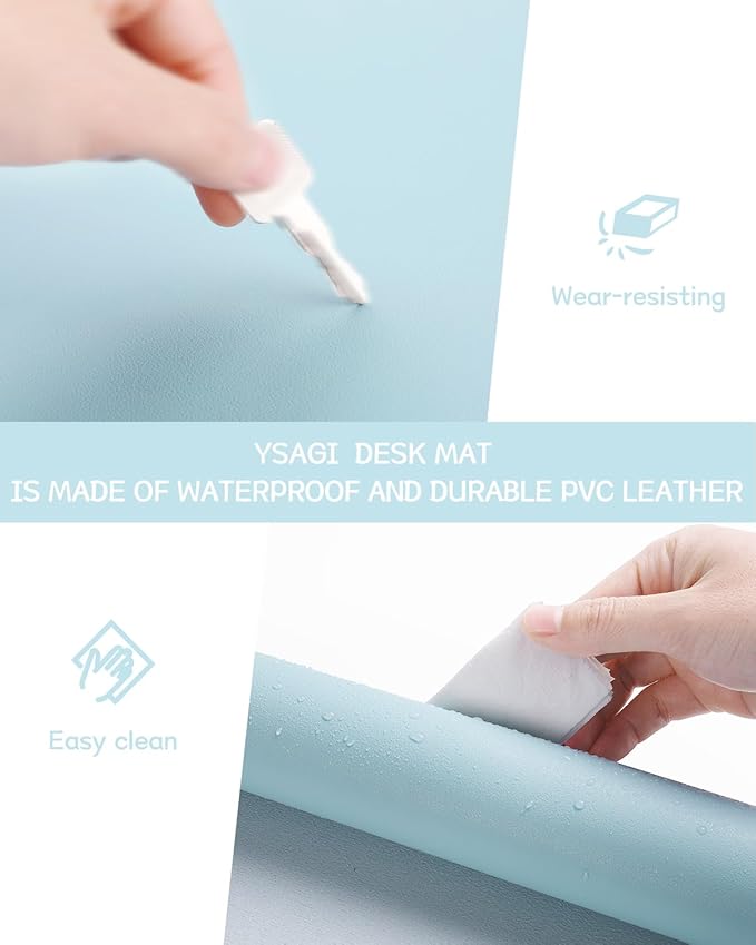 YSAGi Non-Slip Leather Desk Pad, Waterproof Laptop Computer Desk Keyboard Mat