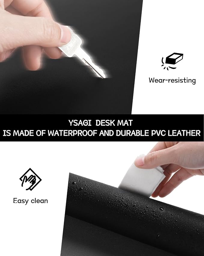 YSAGi Non-Slip Leather Desk Pad, Waterproof Laptop Computer Desk Keyboard Mat
