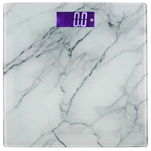 Marble Digital Scale | Glass Digital Weight Scale | Marble Finish | Marble Bathroom Décor Scale| 395 Pound Capacity | Bathroom Scales for Weight | Digital Scale for Body Weight | Glass Scale Weight