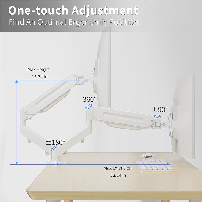 Suptek Monitor Mount Gas Spring Single Monitor Arm Desk Mount Stand Fully