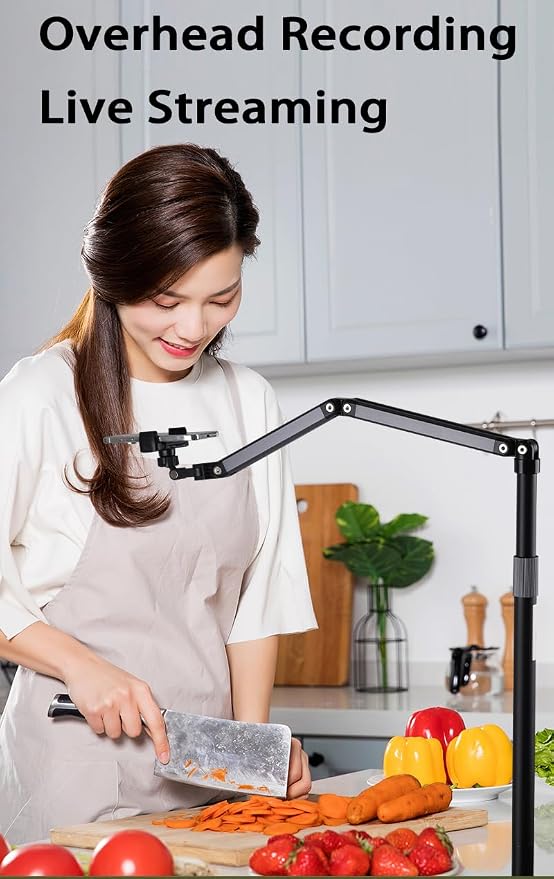 Phone Floor Stand for Recording Cell Phone Holder for Bed, Adjustable Tall Stand
