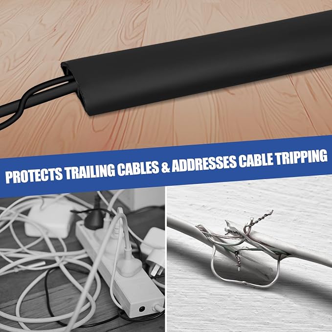 Floor Cord Cover Self Adhesive Cord Hider, 3.3FT Cable Management, Extension