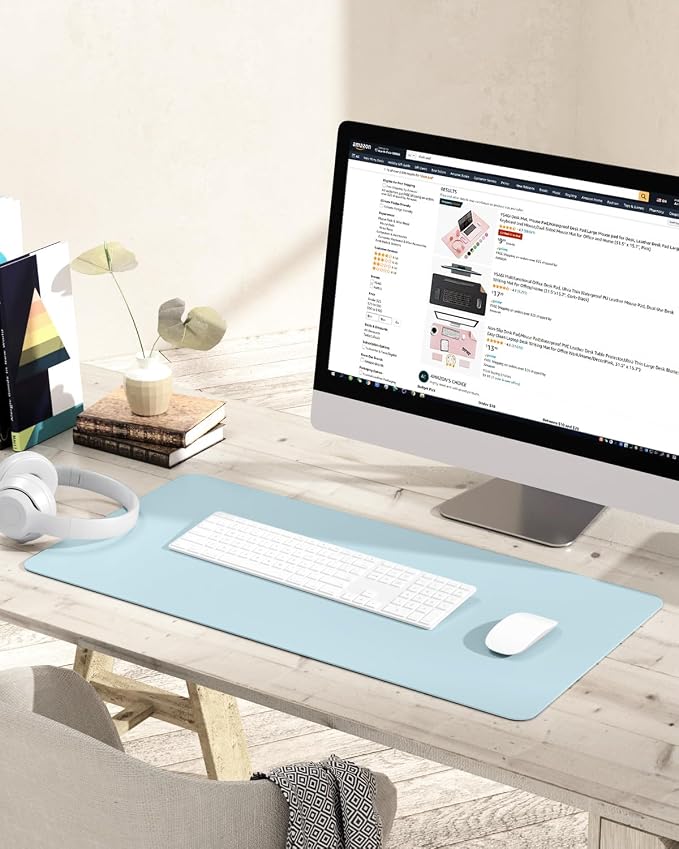 YSAGi Non-Slip Leather Desk Pad, Waterproof Laptop Computer Desk Keyboard Mat