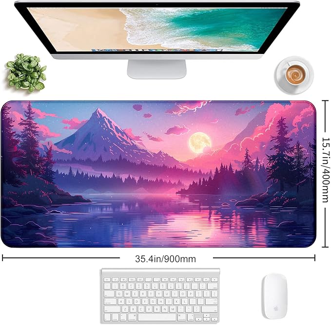 Sunset Mountain Scenic XXL Extended Mouse Pad, Fuji Mountain Large Laptop Pad