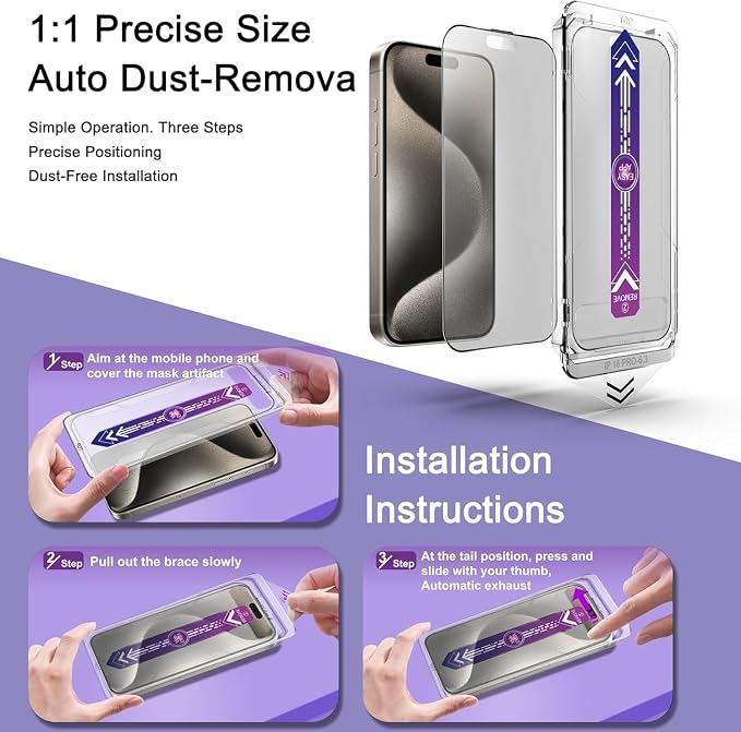 Matte Screen Protector for iPhone 17 Pro Max 6.9-Inch, Auto Dust Removal