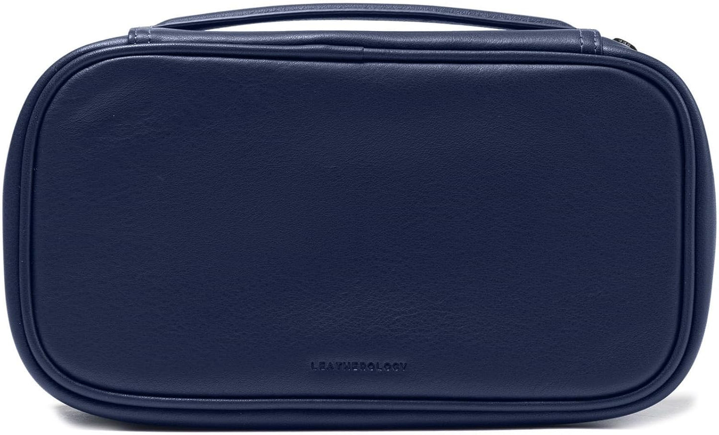 Leatherology Navy Blue Medium Travel Organizer - Zipped mesh storage pocket, elastic loops for organization, metal zipper with leather pull