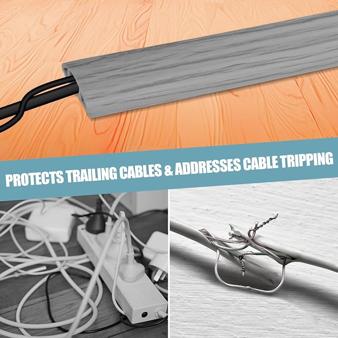 Floor Cord Cover Self Adhesive Cord Hider, 20FT Cable Management, Extension