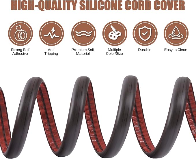 Floor Cord Cover Self Adhesive Cord Hider, 10FT Cable Management, Extension