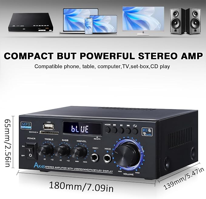 AK45 Stereo Receivers Amplifier Home Audio
