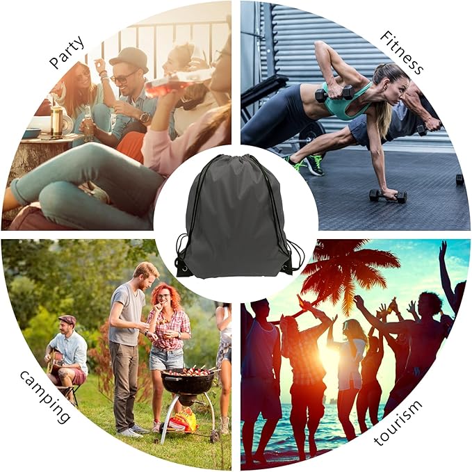 GoodtoU Drawstring Bags, Drawstring Backpacks Bulk Nylon Backpack Draw String Back Bag Cinch Sack Drawstring Gym Bag String Backpack for Sport, Traveling, Team (40Pcs, Grey)