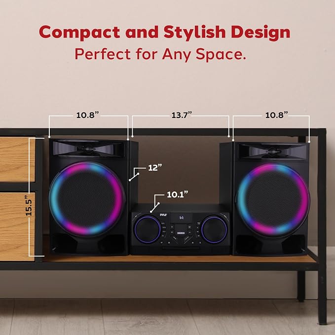 Pyle Mini Hi-Fi Bluetooth Stereo System – 3-Piece CD Player
