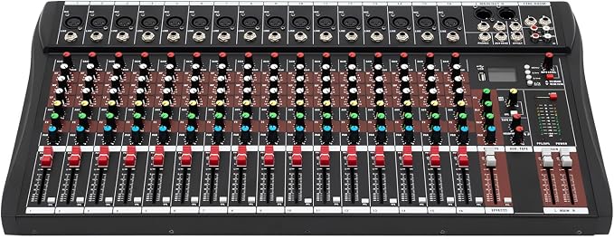 16 Channel Audio Mixer, Soundboard Mixing Console Sound Mixer DJ Sound