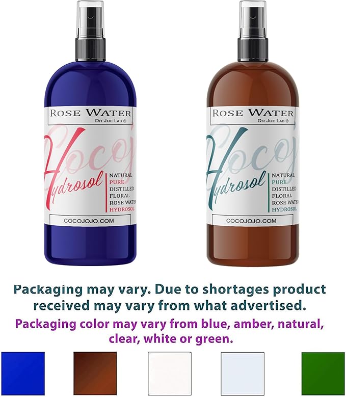Rose Water Hydrosol - 8 oz & Sprayer - 100% Natural Pure Steam Distilled Bulgarian Rosewater Facial Floral Hydrating Toner Mist - Face Skin Hair Locs Dreads Body Bath Spray Spritz - Packaging May Vary