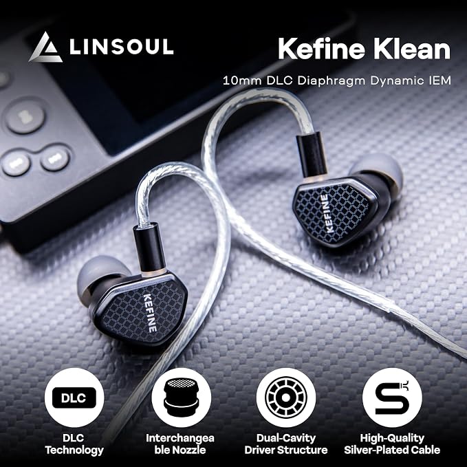 Linsoul Kefine Klean in Ear Monitor, 10mm DLC Diaphragm Dynamic Driver HiFi
