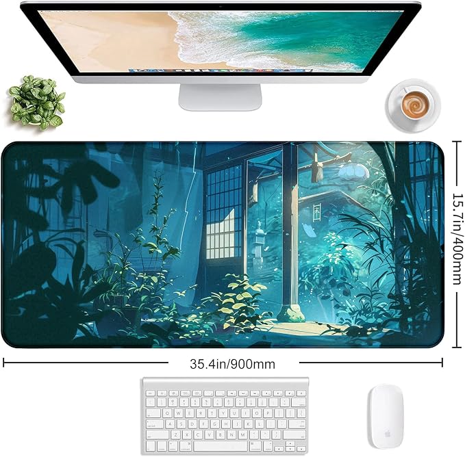 Anime Tropical Plants XL Extended Game Keyboard Pad, Women's Office Decoration