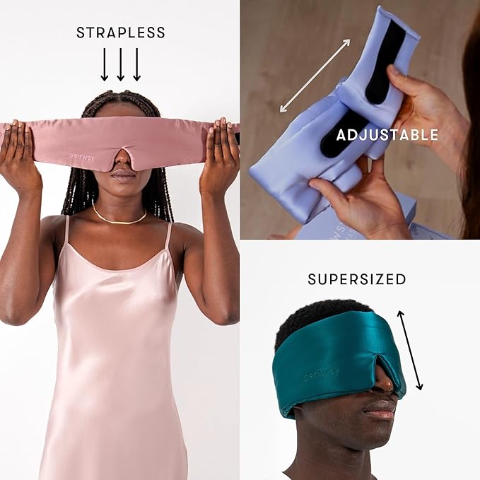 DROWSY Silk Sleep Mask. Face-Hugging, Padded Silk Cocoon for Luxury Sleep in Total Darkness. (Sunset Pink)