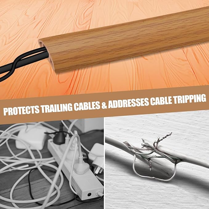 Floor Cord Cover Self Adhesive Cord Hider, 20FT Cable Management, Extension
