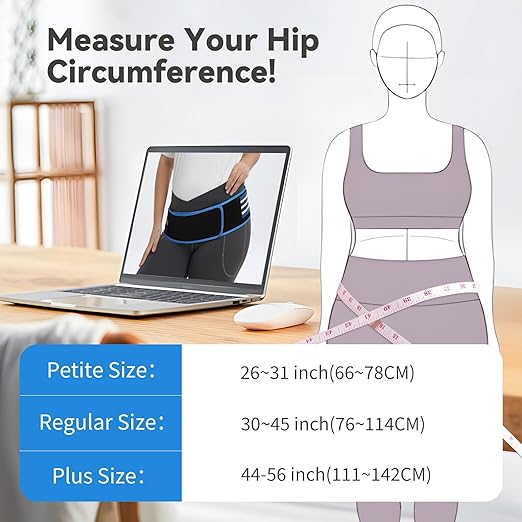 Sacroiliac SI Joint Hip Belt for Women Men-Alleviate Sciatica|Pelvic|Back|Lower Back Support, Pelvic Support Belt, Adjustable Lumbar Pain Relief, Trochanter Belt Blue, XXL(Hip Size 63"- 71")