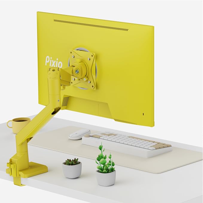 Pixio PS1S Wave Yellow Single Monitor Arm Stand Desk Mount