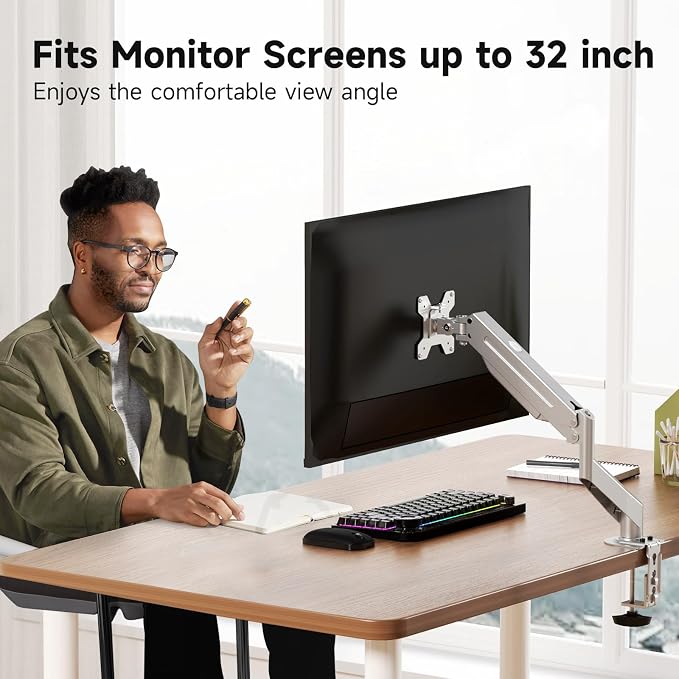 Suptek Single Monitor Mount Stand, Gas Spring Monitor Arm Desk Mount Fully