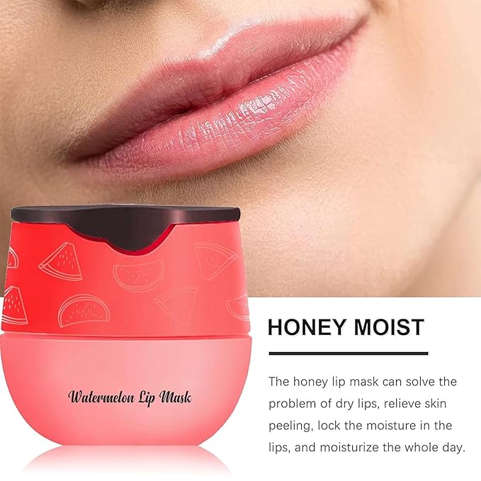 5PCS Bee Lip Balm Honey Pot,Peach&Grape&Aloe&Coconut&Watermelon Lip Mask Overnight Propolis Moisturizing Lip Balm Hydrating Prevention Dry and Crack Lip Scrubs Exfoliator Lip Wrinkle Care