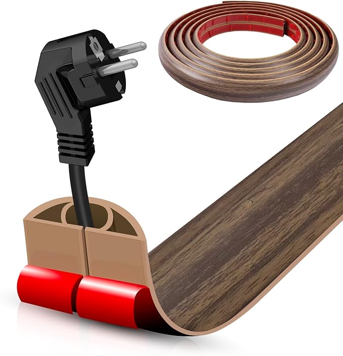 Floor Cord Cover Self Adhesive Cord Hider, 20FT Cable Management, Extension
