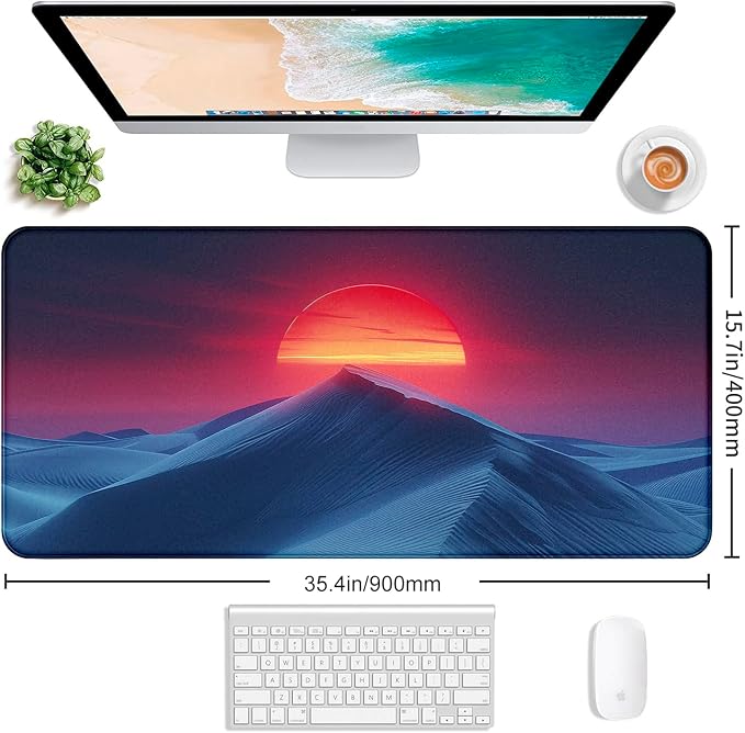 Mountain Peak Beautiful Scenery Game XXL Mouse Pad, Sunset Hill Extended