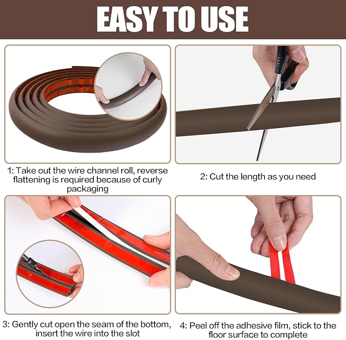 Floor Cord Cover Cable Cavity Self Adhesive Cord Hider Floor 10FT Floor Cable