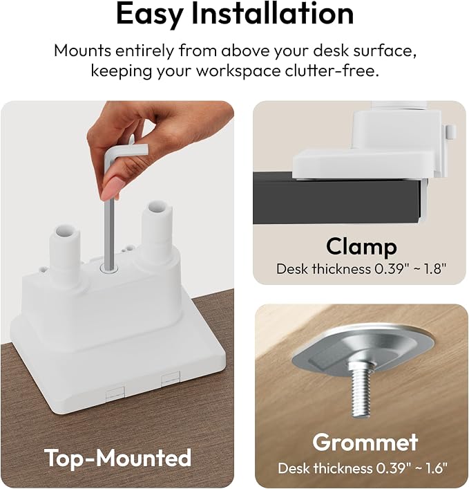 Pixio PS1D Wave White Dual Monitor Arm Stand Desk Mount