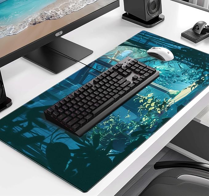 Anime Tropical Plants XL Extended Game Keyboard Pad, Women's Office Decoration