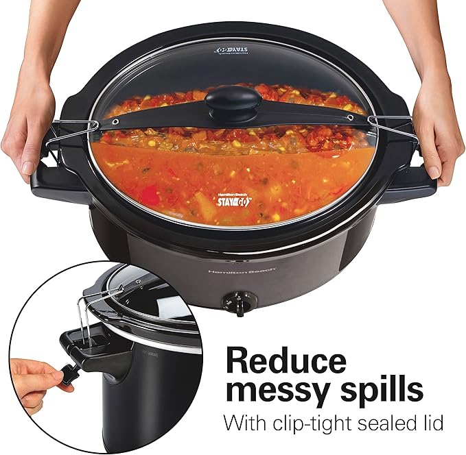 Hamilton Beach Digital Programmable Rice Cooker & Food Steamer, 14 Cups Cooked (7 Uncooked) & Slow Cooker, Extra Large 10 Quart, Stay or Go Portable With Lid Lock, Dishwasher Safe Crock
