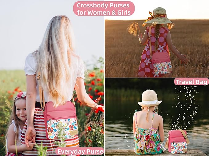 Leaper Girls Crossbody Purses for Kids 2 PCS Cross Body Bag Women Messenger Bag Girls Canvas Bag Cross Body Purse Set