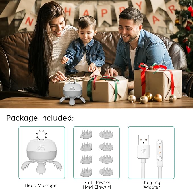 Electric Scalp Massager, Cordless Head Massager for Hair Growth Stress Relax, Waterproof Hair Head Scratcher 8 Massage Claw, Pet Cat Massager, Rechargeable Gifts