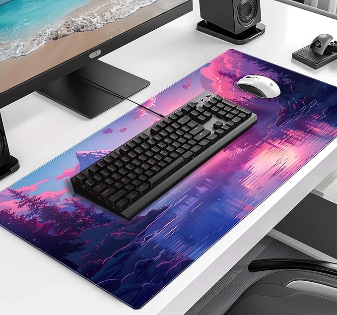 Sunset Mountain Scenic XXL Extended Mouse Pad, Fuji Mountain Large Laptop Pad
