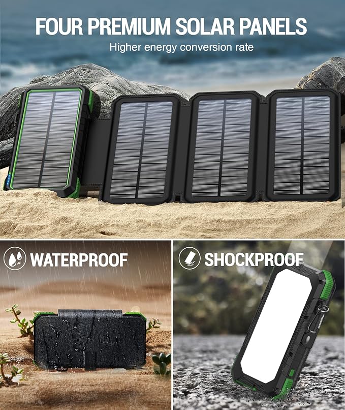 BLAVOR Solar Charger Power Bank, PD 18W Fast Charging 20000mAh Battery Pack