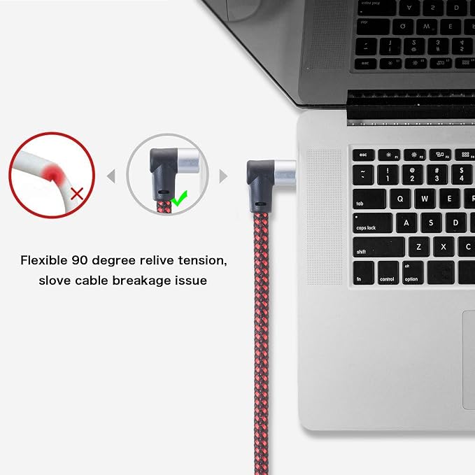 Male to Male Audio Cable 6Ft, 90 Degree TRRS 3.5mm 4 Pole Nylon Braided Stereo