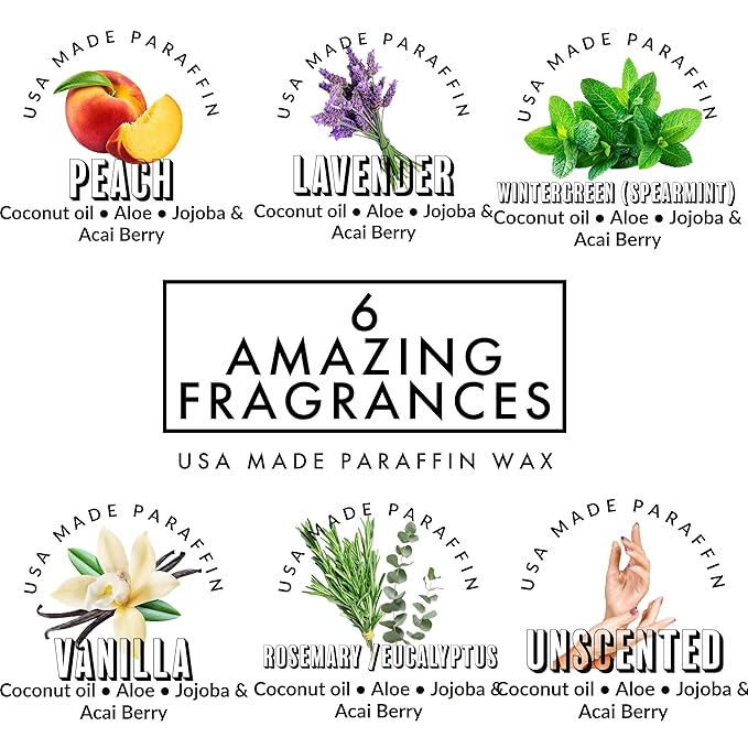 Paraffin Wax refill by Fleur De Spa - Infused with Acai, Coconut oil, Jojoba and Aloe USA Made (Rosemary, Mint & Eucalyptus, 6 pound box)
