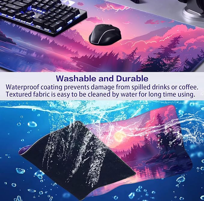 Sunset Mountain Scenic XXL Extended Mouse Pad, Fuji Mountain Large Laptop Pad