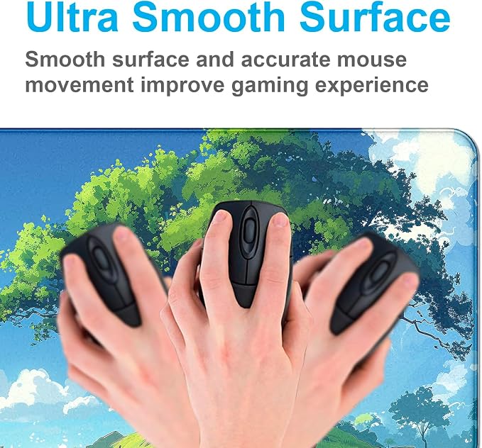 Simple and Cute Anime Landscape Computer Mouse Pad, Large Green Plant Outdoor